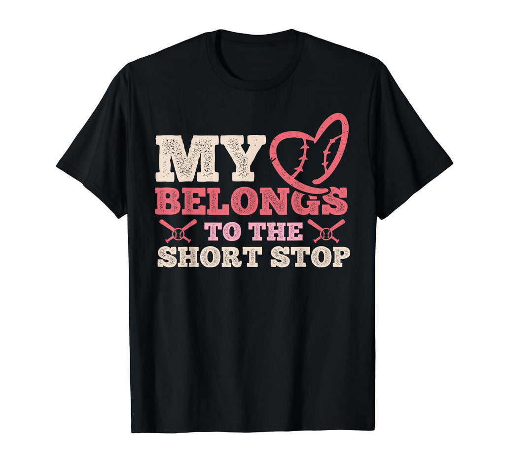 My Heart Belongs To Short Stop Mothers T-Shirt - Custom Art Print Unisex - T-Shirt, Sweatshirt, Hoodie