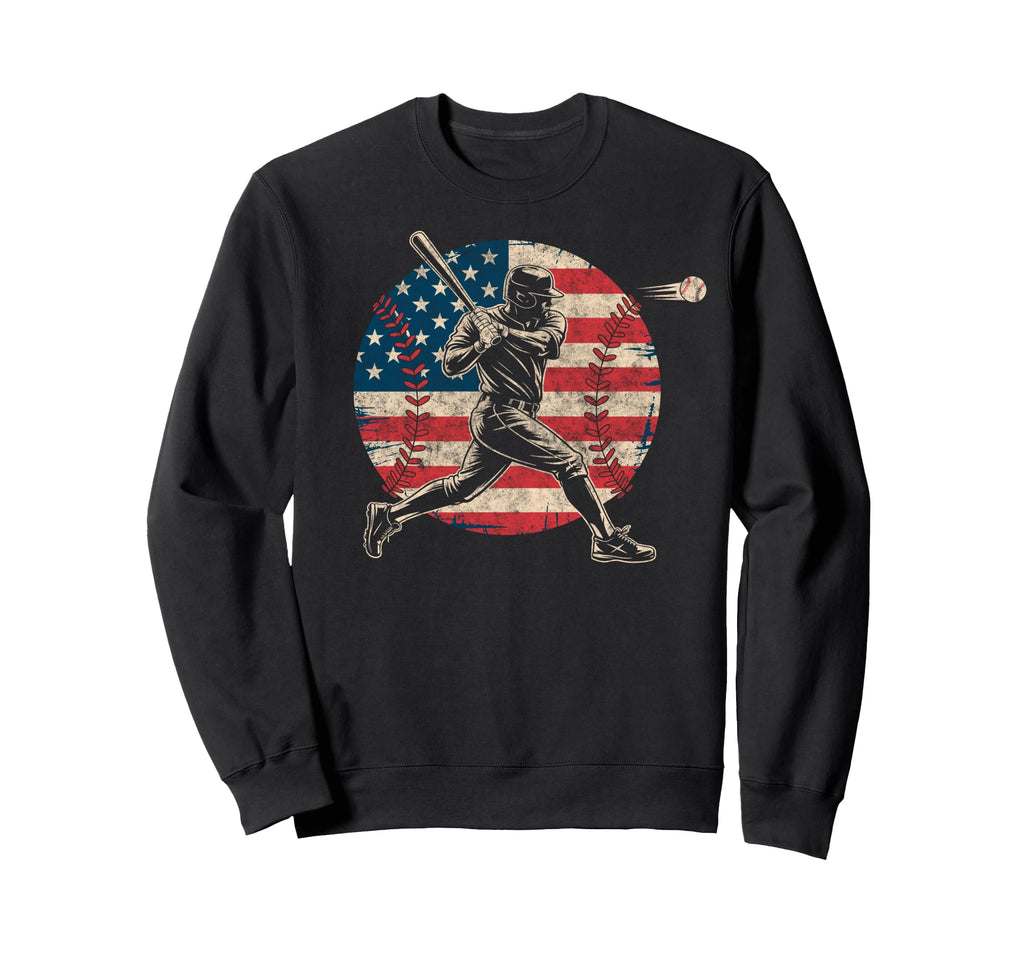 Baseball Us Flag Baseball Lover Dad Sweatshirt - Unique Graphic for Adults - T-Shirt, Sweatshirt, Hoodie