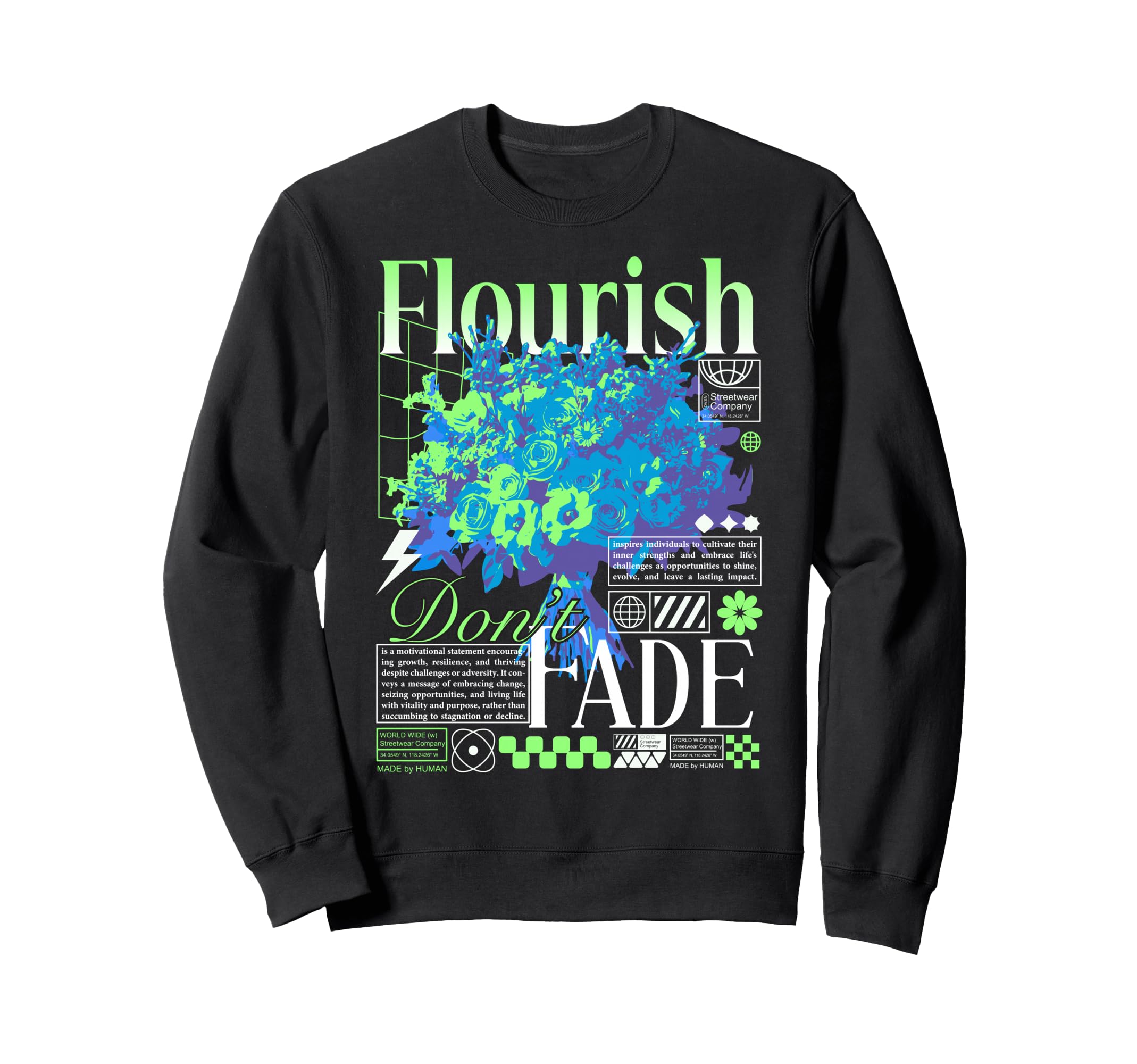 Y2K Flowers Bold Urban Graffiti Sweatshirt - Unique Graphic for Adults - T-Shirt, Sweatshirt, Hoodie
