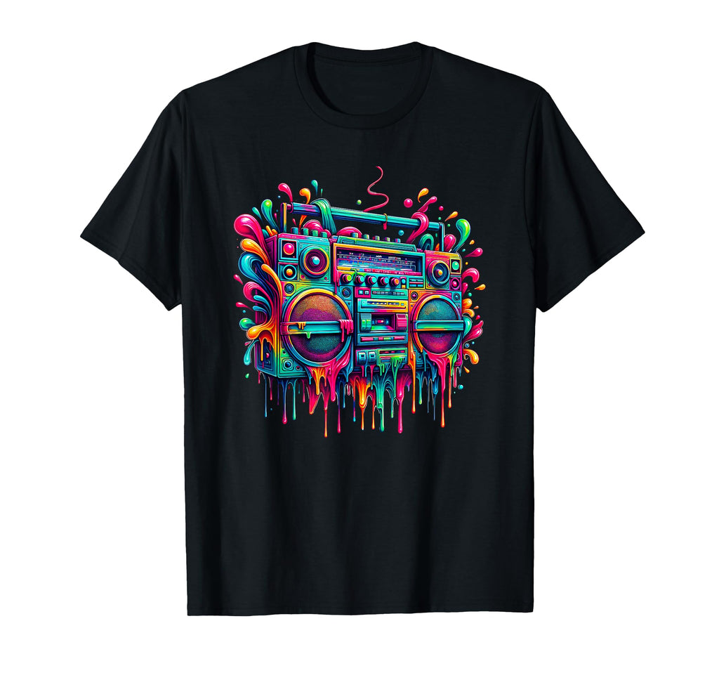 Dripping Paint Boombox Old T-Shirt - Casual Everyday Wear for Adults - T-Shirt, Sweatshirt, Hoodie
