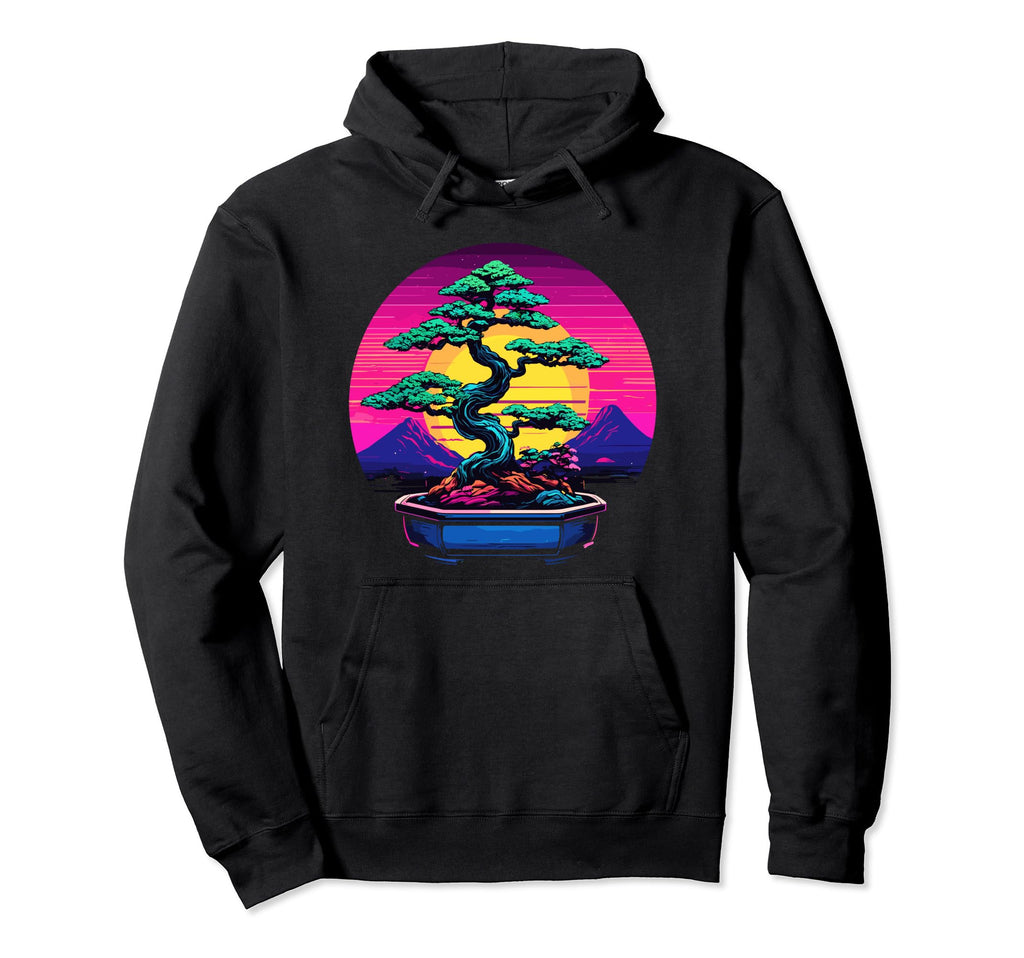 Bonsai Tree Vaporwave Cyberpunk Japan Hoodie - Custom Art Print Unisex - T-Shirt, Sweatshirt, Hoodie