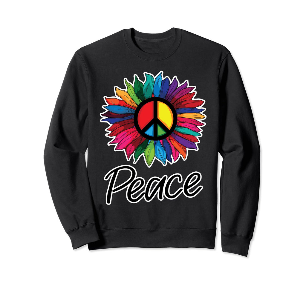 70S Flower Power Rainbow Floral Sweatshirt - Aesthetic Graphic Unisex - T-Shirt, Sweatshirt, Hoodie