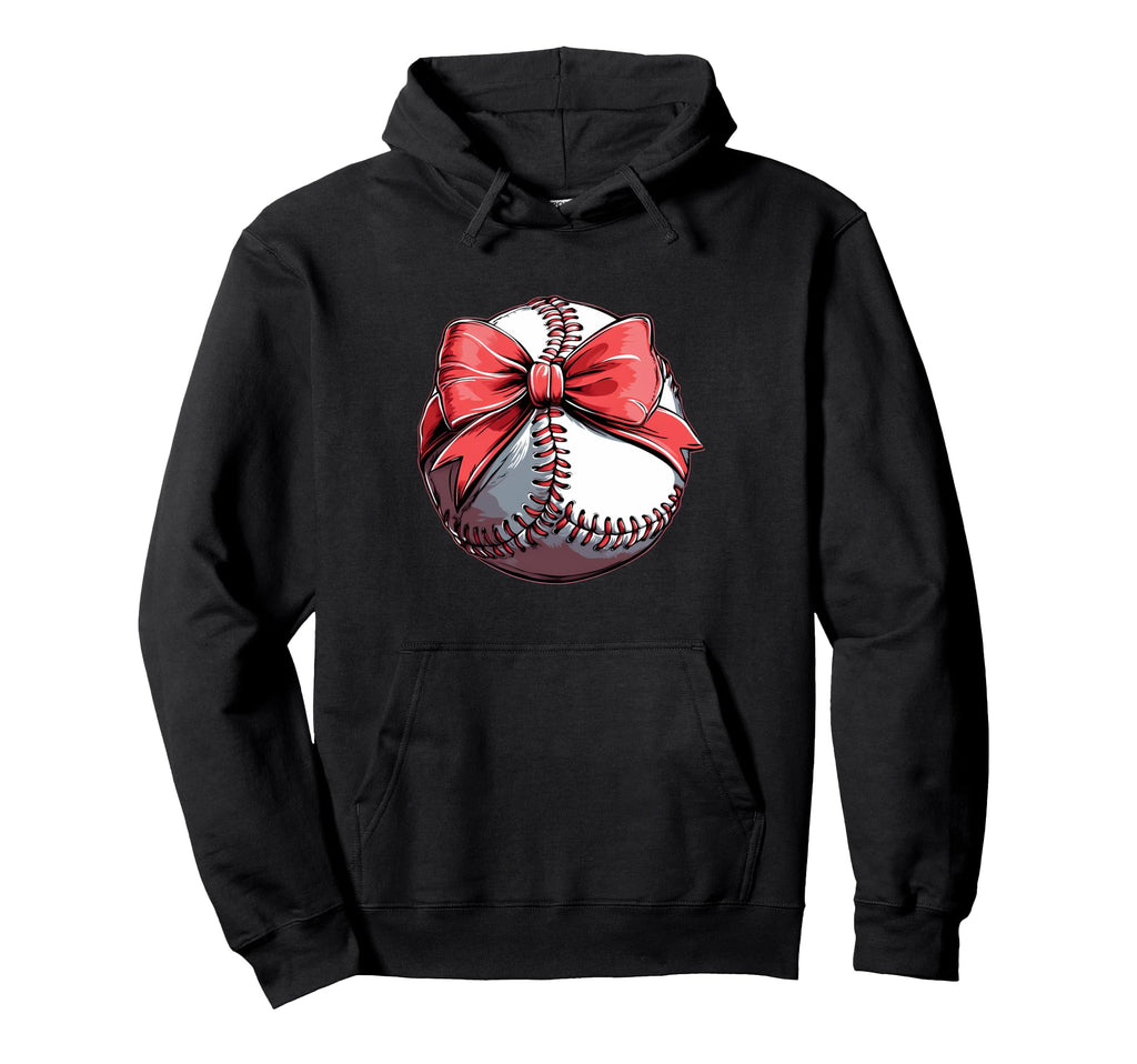 Baseball Coquette Bow Baseball Mom Hoodie - Trendy Graphic Unisex - T-Shirt, Sweatshirt, Hoodie