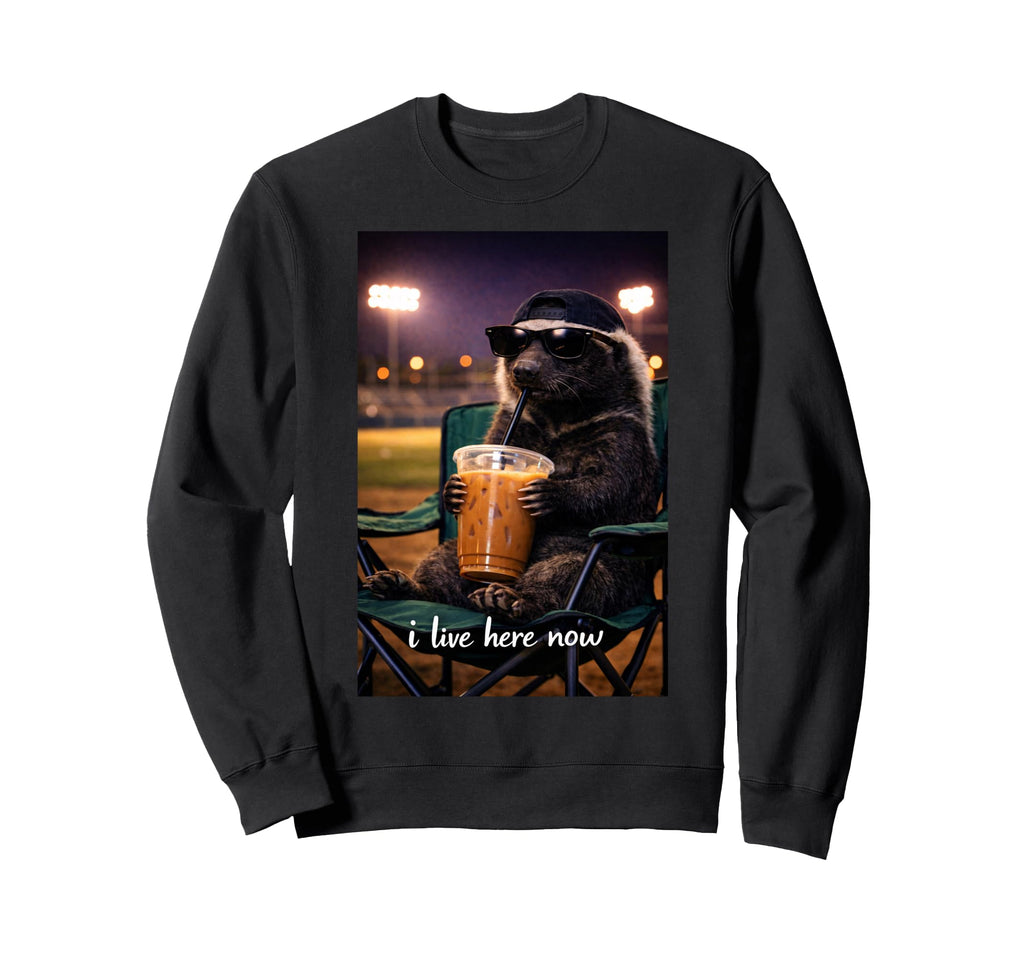 Funny Honey Badger Ballfield Sweatshirt - Novelty Apparel for Adults - T-Shirt, Sweatshirt, Hoodie