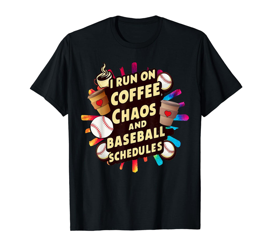 Mom Funny I Run Coffee And Baseball T-Shirt - Aesthetic Graphic for Adults - T-Shirt, Sweatshirt, Hoodie