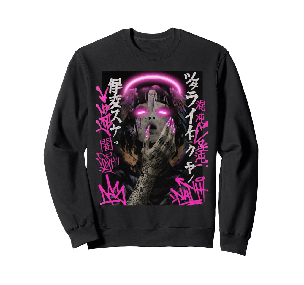 Japanese Cyberpunk Angel Streetwear Sweatshirt - Unique Graphic for Adults - T-Shirt, Sweatshirt, Hoodie