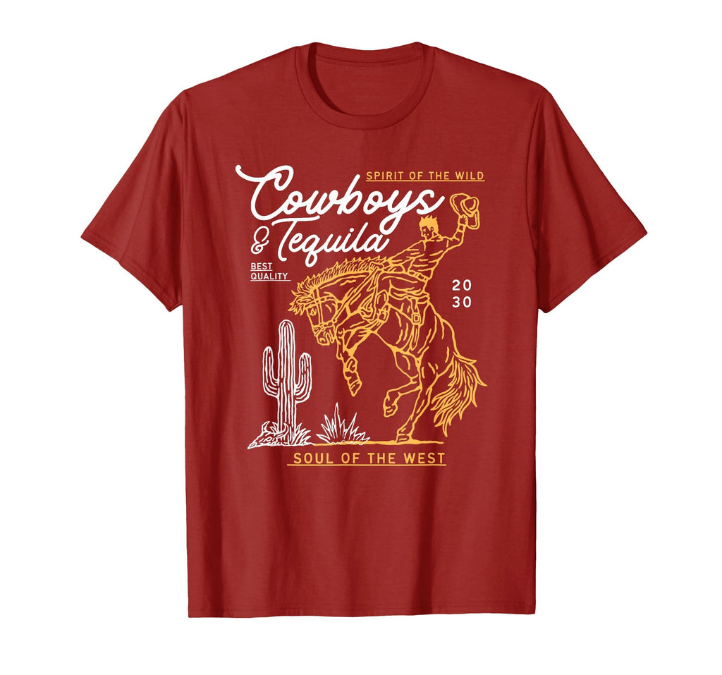Cowboys And Tequila Country Rodeo Horse T-Shirt - Trendy Graphic Unisex - T-Shirt, Sweatshirt, Hoodie