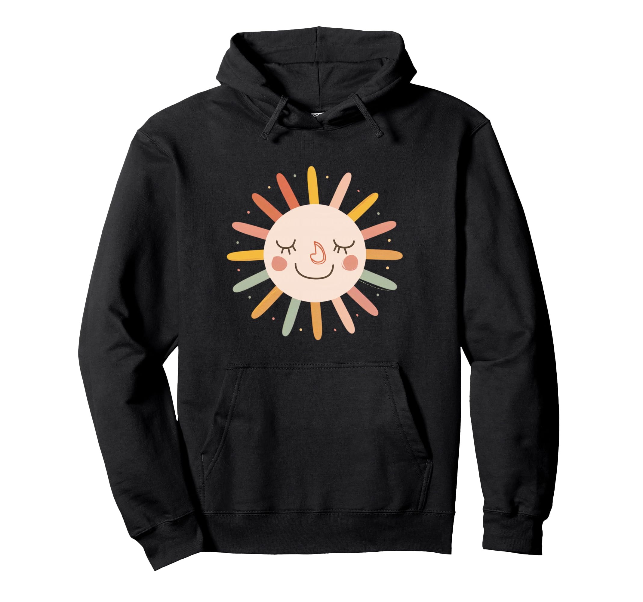 Sun 70S Rainbow Art Boho Boho Sun Hoodie - Trendy Graphic for Adults - T-Shirt, Sweatshirt, Hoodie