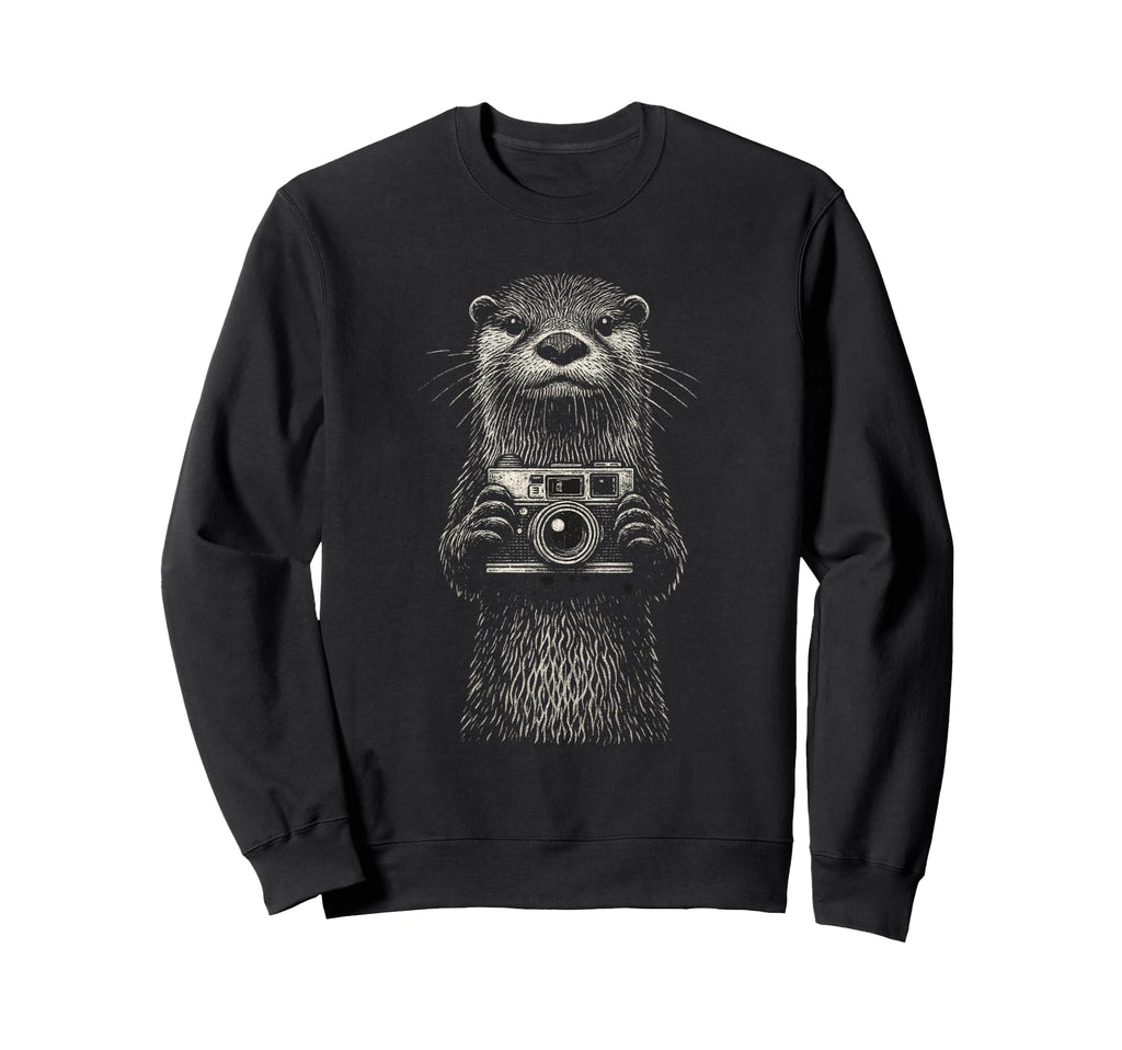 Otter Photographer Camera Sweatshirt - Fun Novelty Design for Adults - T-Shirt, Sweatshirt, Hoodie