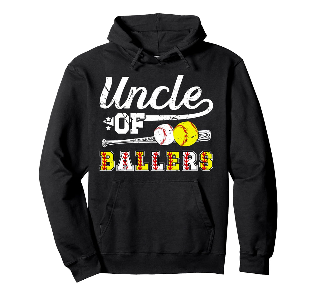 Uncle Ballers Softball Baseball Uncle Hoodie - Custom Art Print for Adults - T-Shirt, Sweatshirt, Hoodie