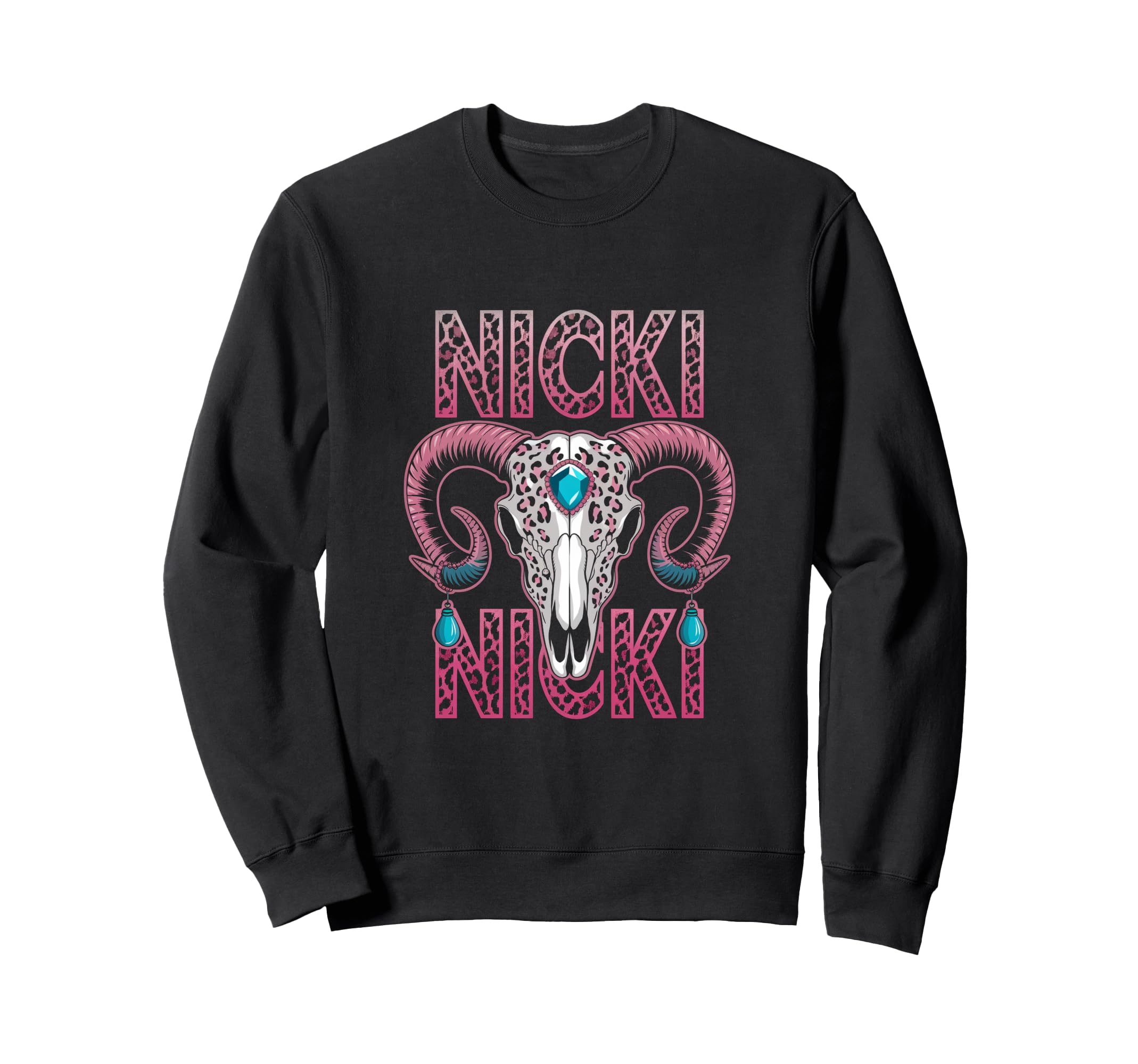 Custom Nicki Name Wife Bull Skeleton Sweatshirt - Unique Graphic Men Women - T-Shirt, Sweatshirt, Hoodie