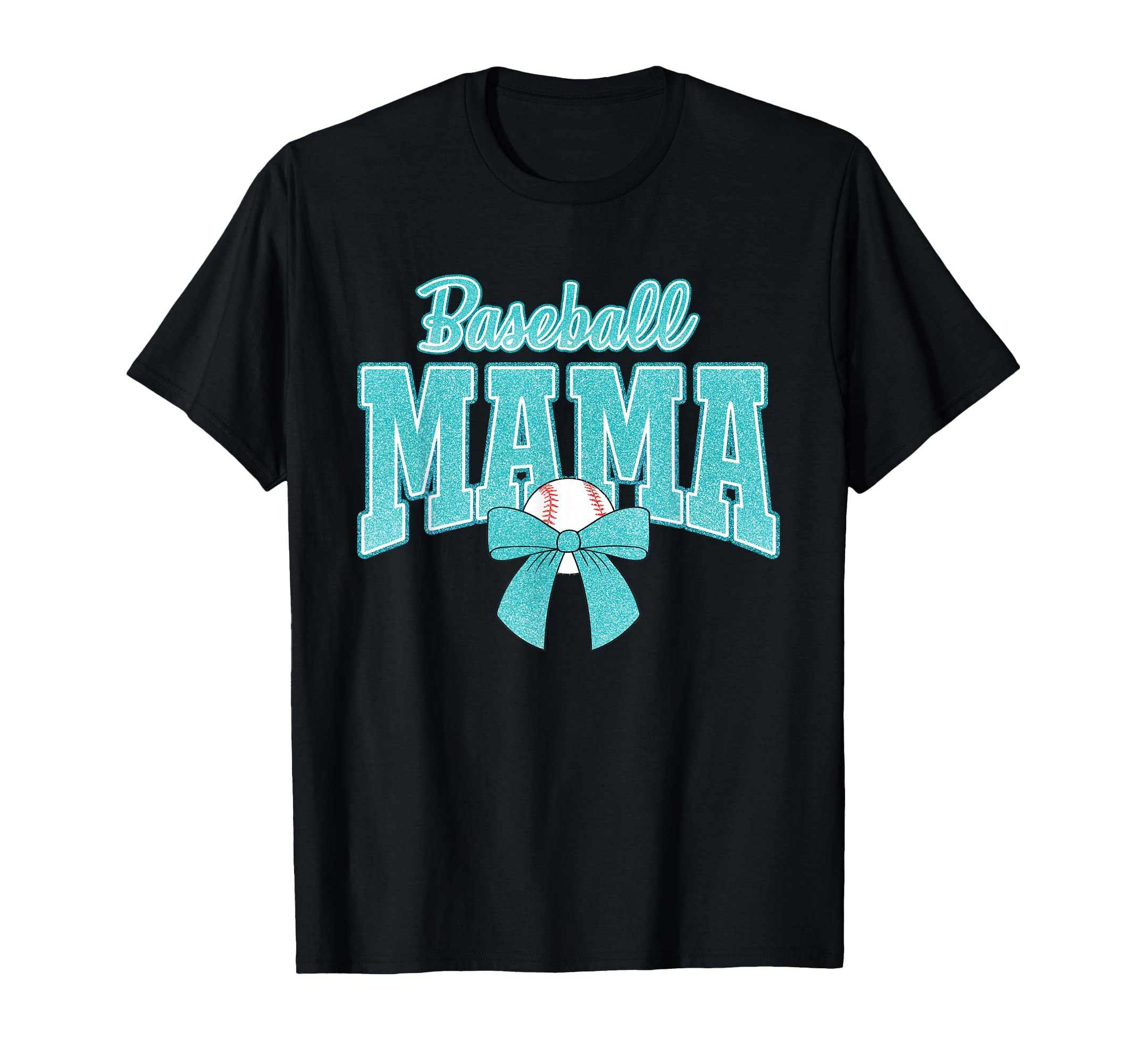 Baseball Mama Sports Bow Ball Game T-Shirt - Custom Art Print for Adults - T-Shirt, Sweatshirt, Hoodie