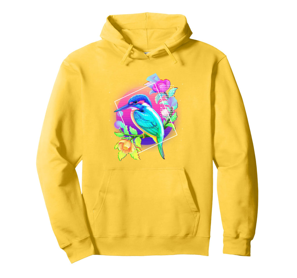 Vaporwave Kingfisher Flowers Aesthetic Hoodie - Trendy Graphic for Adults - T-Shirt, Sweatshirt, Hoodie
