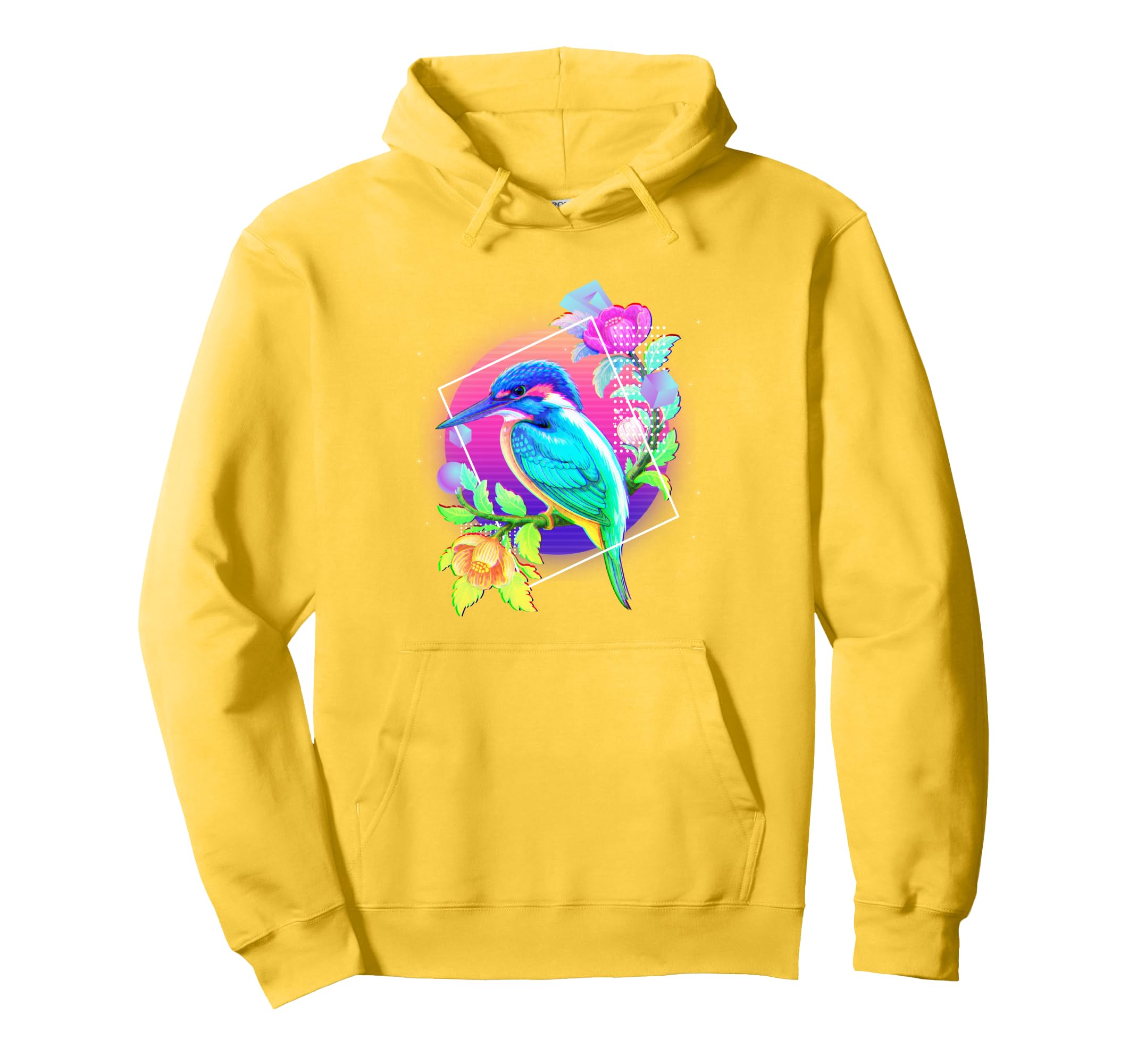 Vaporwave Kingfisher Flowers Aesthetic Hoodie - Trendy Graphic for Adults - T-Shirt, Sweatshirt, Hoodie