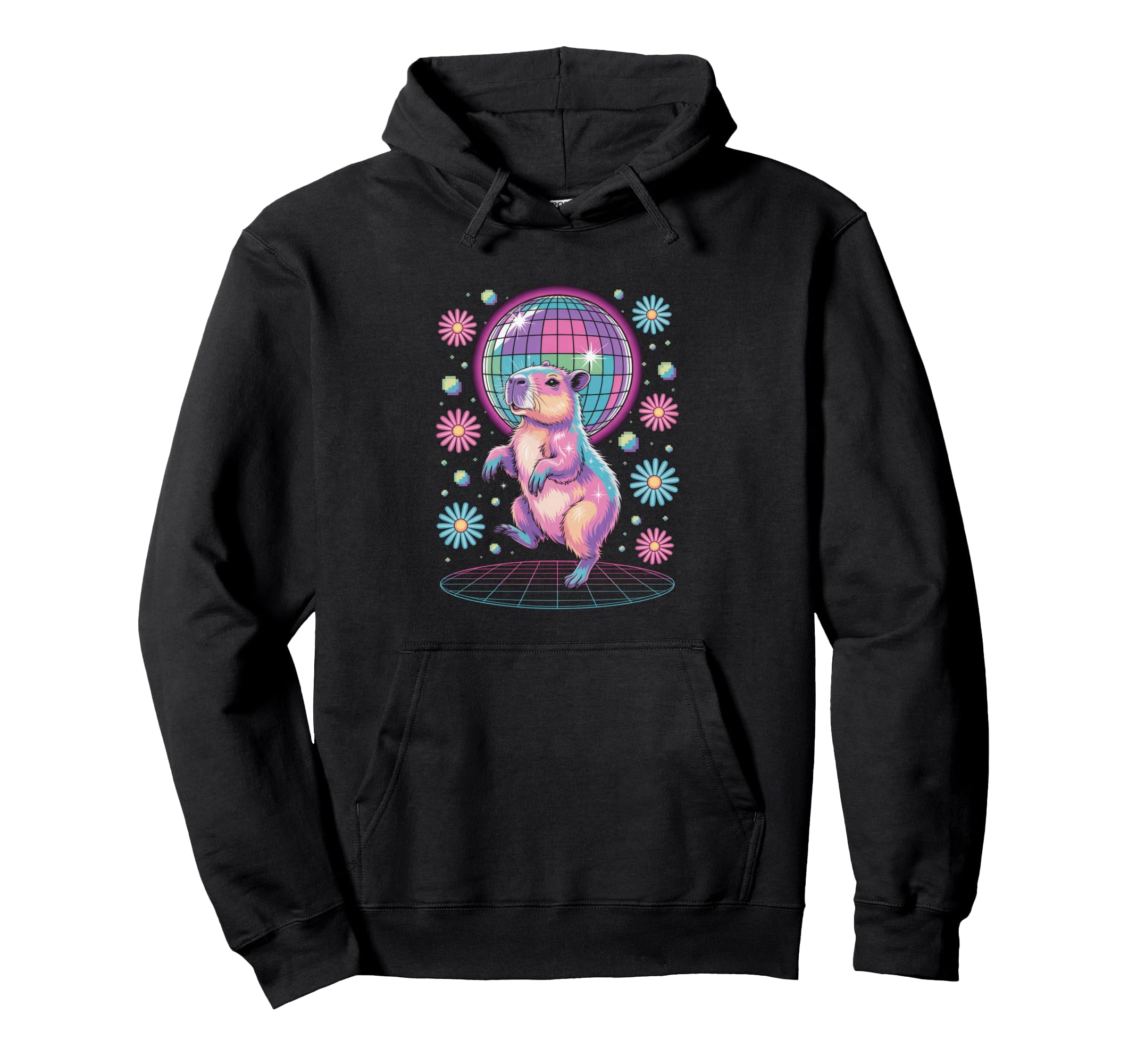 Capybara Disco Dance Vaporwave Aesthetic Hoodie - Trendy Graphic Men Women - T-Shirt, Sweatshirt, Hoodie