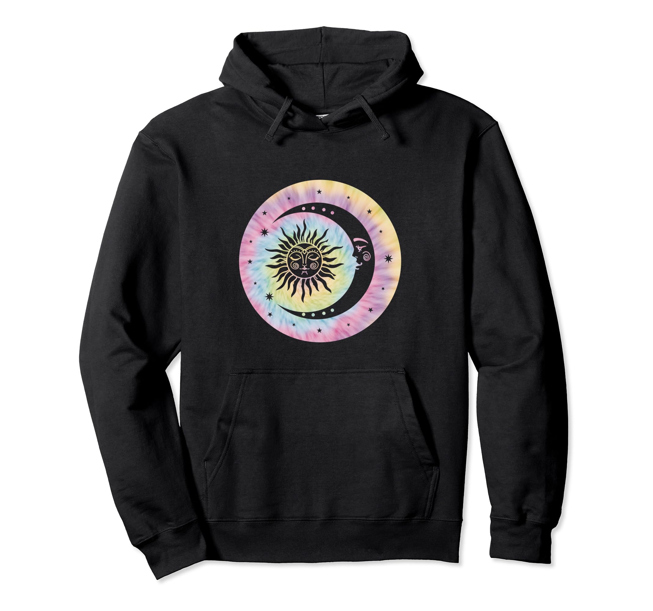 Boho Tie Dye Hippie Moon Sun Stars Hoodie - Custom Art Print Unisex - T-Shirt, Sweatshirt, Hoodie