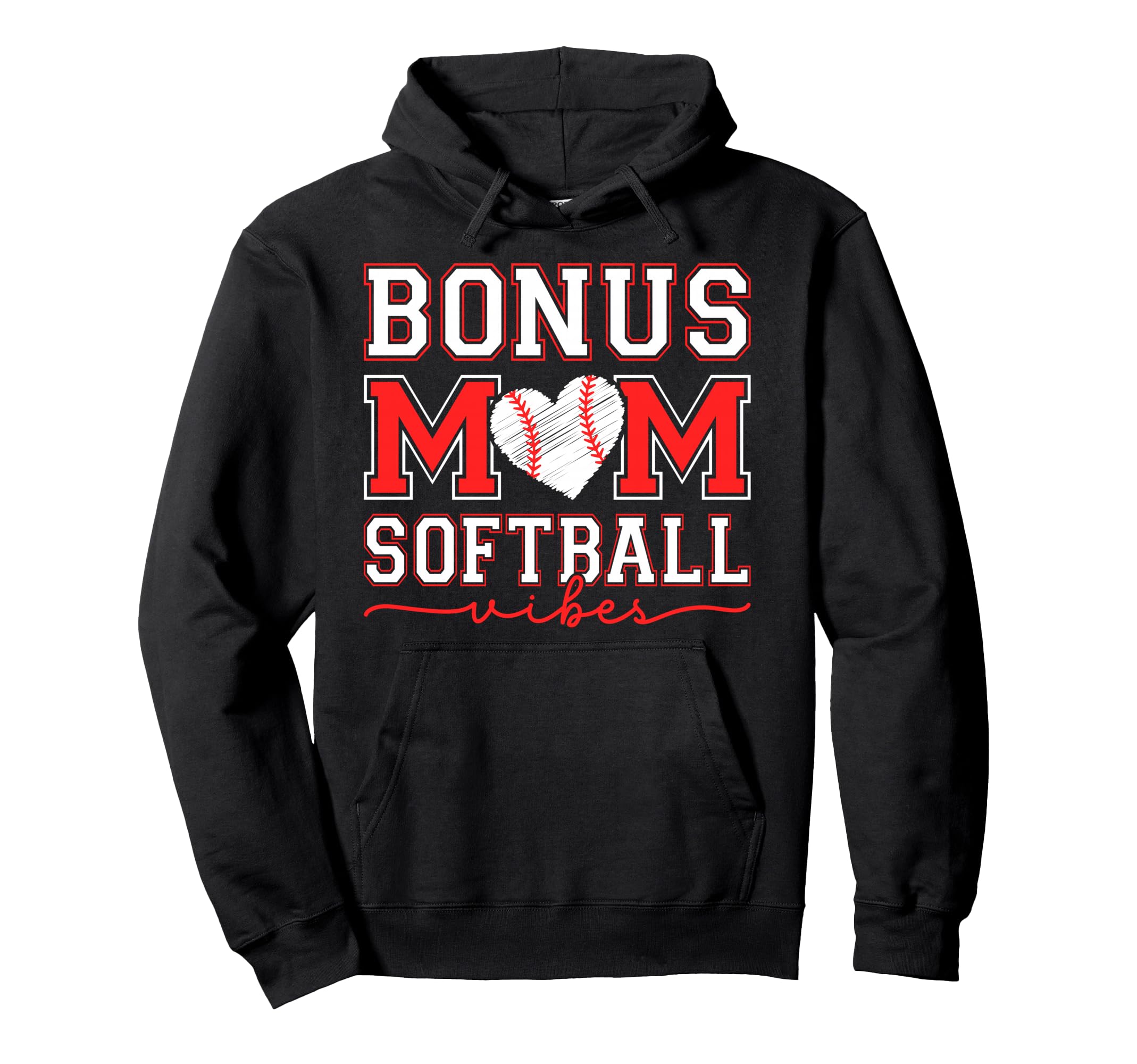 Baseball Bonus Mom Baseball Vibes Hoodie - Unique Graphic Men Women - T-Shirt, Sweatshirt, Hoodie