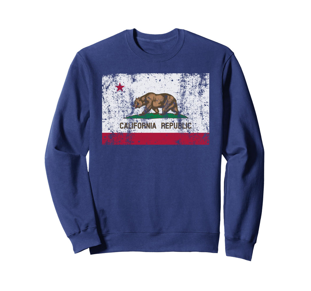 State California Flag Distressed Sweatshirt - Fun Novelty Design Men Women - T-Shirt, Sweatshirt, Hoodie