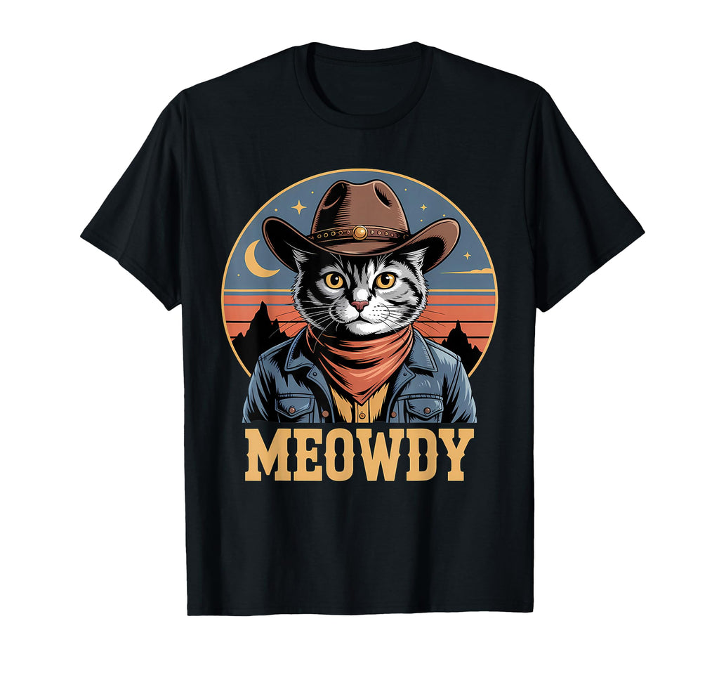 Meowdy Cat Country Western Funny T-Shirt - Trendy Graphic for Adults - T-Shirt, Sweatshirt, Hoodie