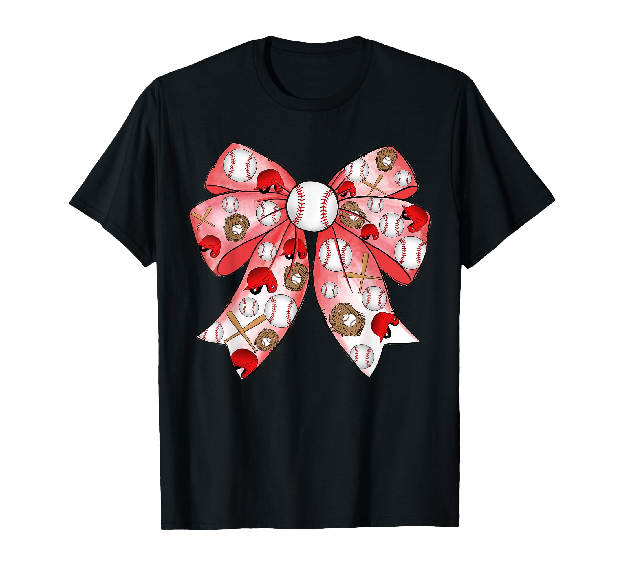 Baseball Coquette White Bow Baseball T-Shirt - Minimalist Print for Adults - T-Shirt, Sweatshirt, Hoodie