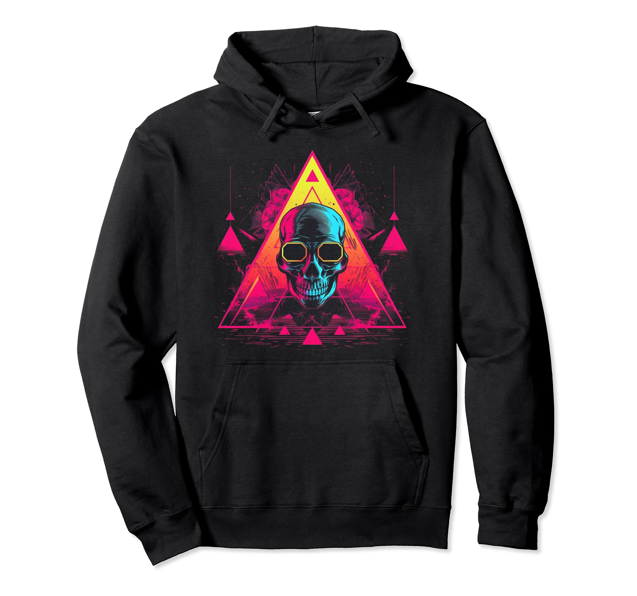 Skull Vaporwave Retrowave Aesthetic Hoodie - Custom Art Print Unisex - T-Shirt, Sweatshirt, Hoodie