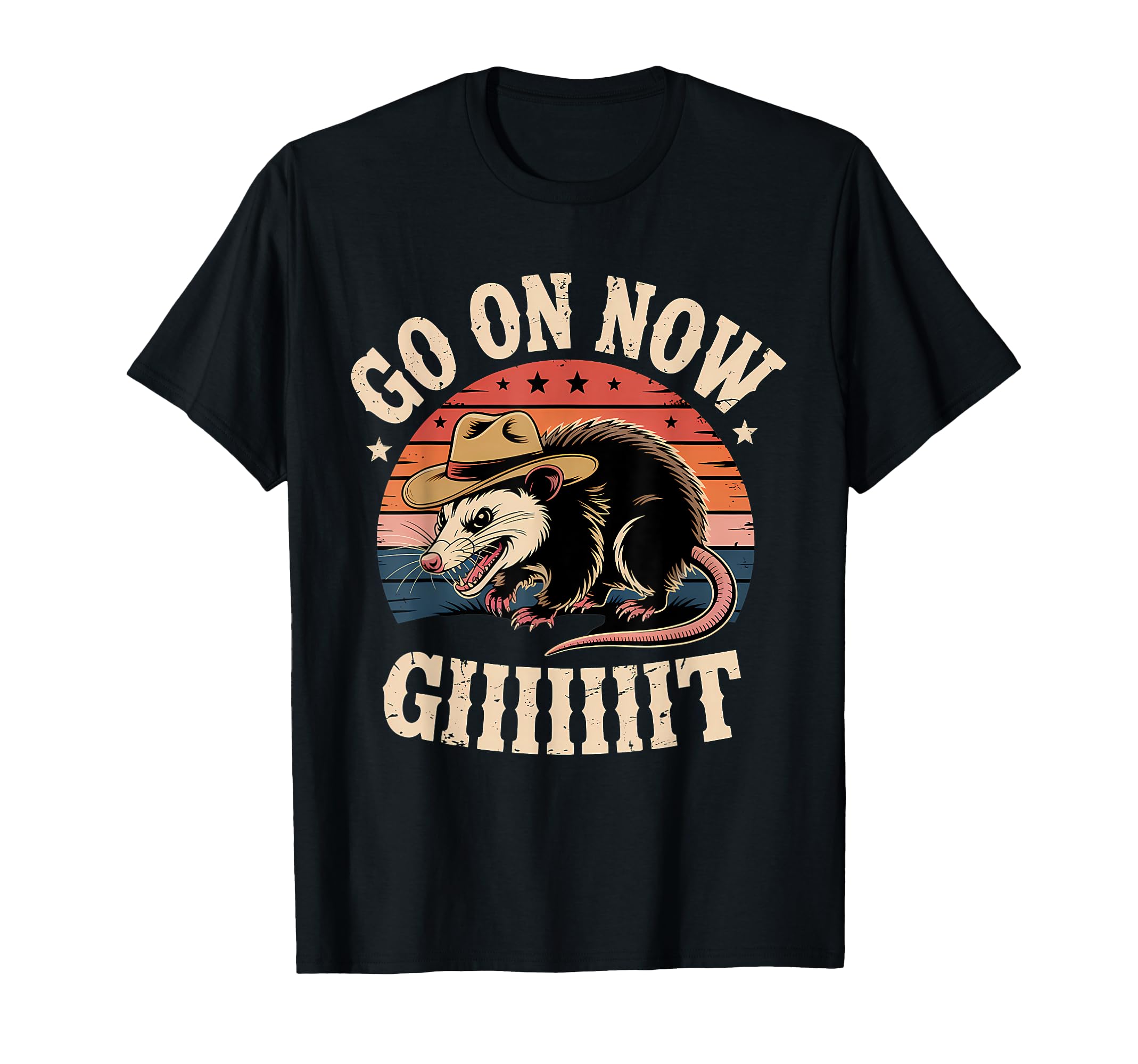 Go Now Git Western Country Possum T-Shirt - Minimalist Print for Adults - T-Shirt, Sweatshirt, Hoodie