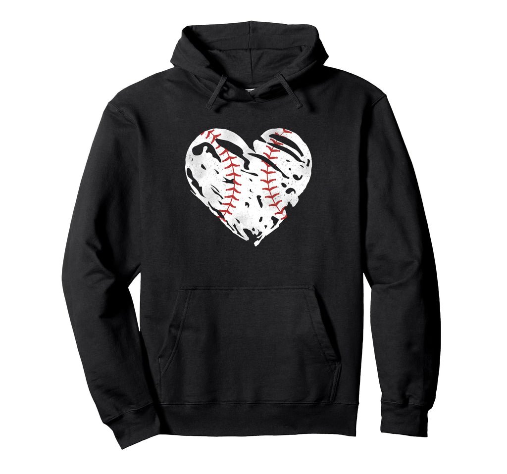 Ball Heart Coach Player Baseball Mom Hoodie - Custom Art Print for Adults - T-Shirt, Sweatshirt, Hoodie