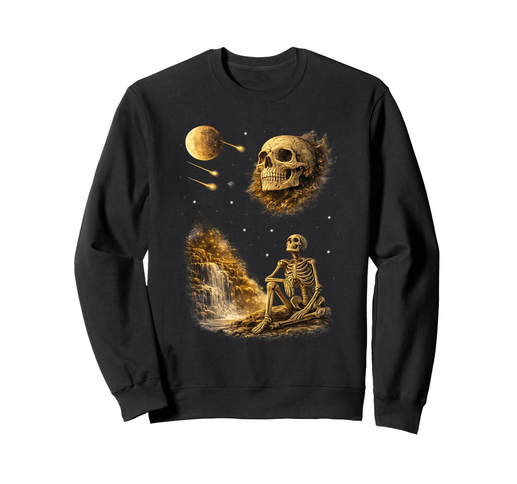 Skeleton Howling To Moon Gothic Sweatshirt - Novelty Apparel Men Women - T-Shirt, Sweatshirt, Hoodie