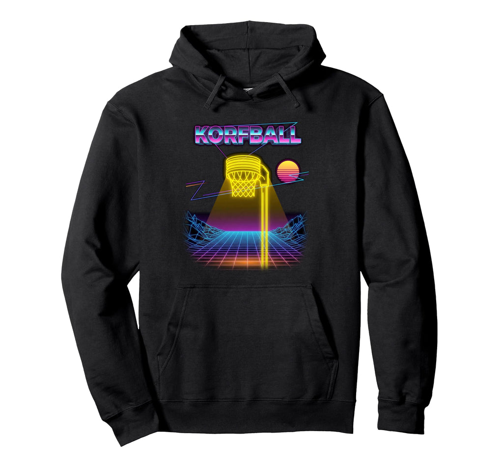 80S Neon Synthwave Korfball Sports Hoodie - Fun Novelty Design for Adults - T-Shirt, Sweatshirt, Hoodie