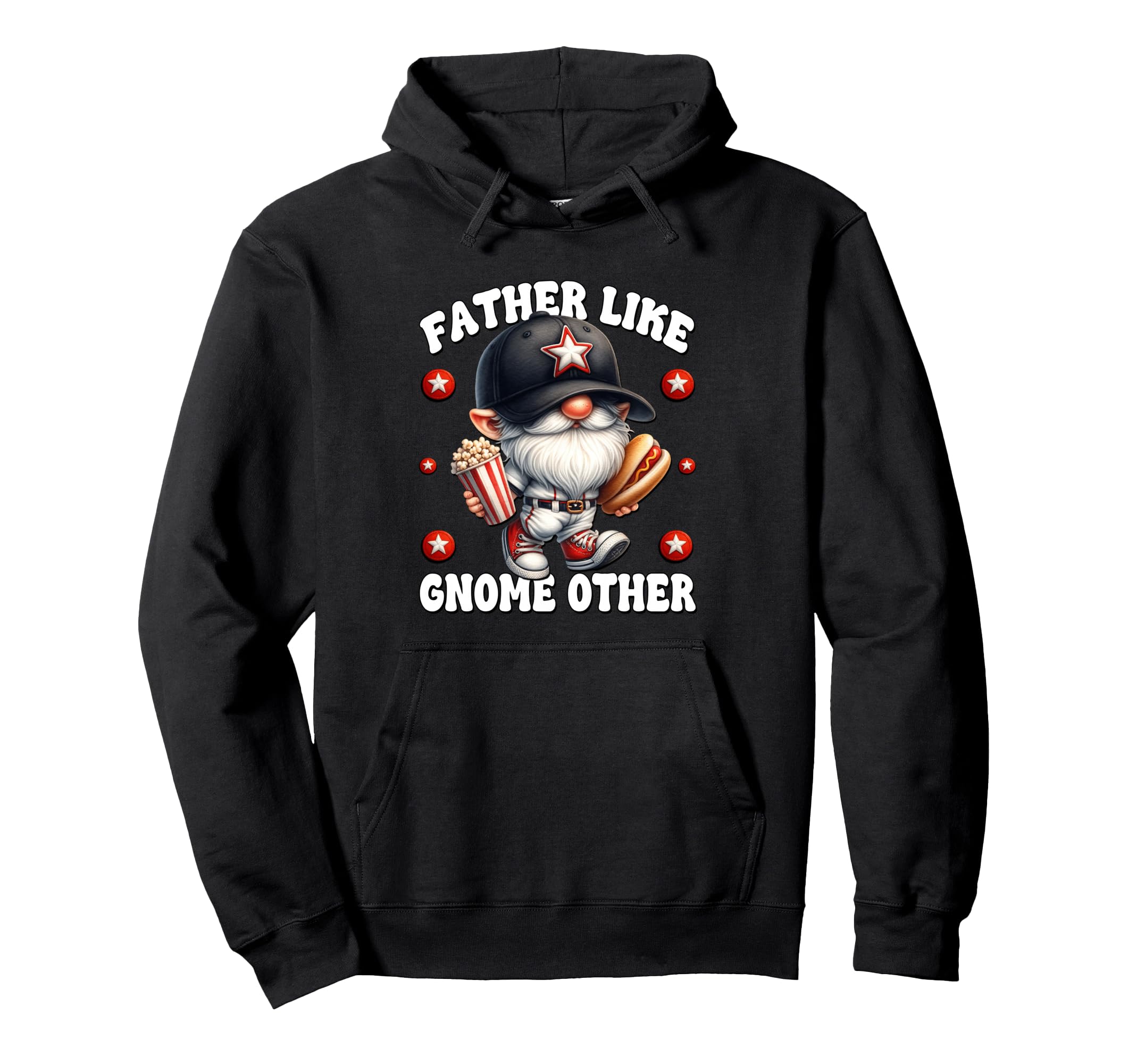 Funny Baseball Dad Hot Dog Gnome Pun Hoodie - Custom Art Print Men Women - T-Shirt, Sweatshirt, Hoodie