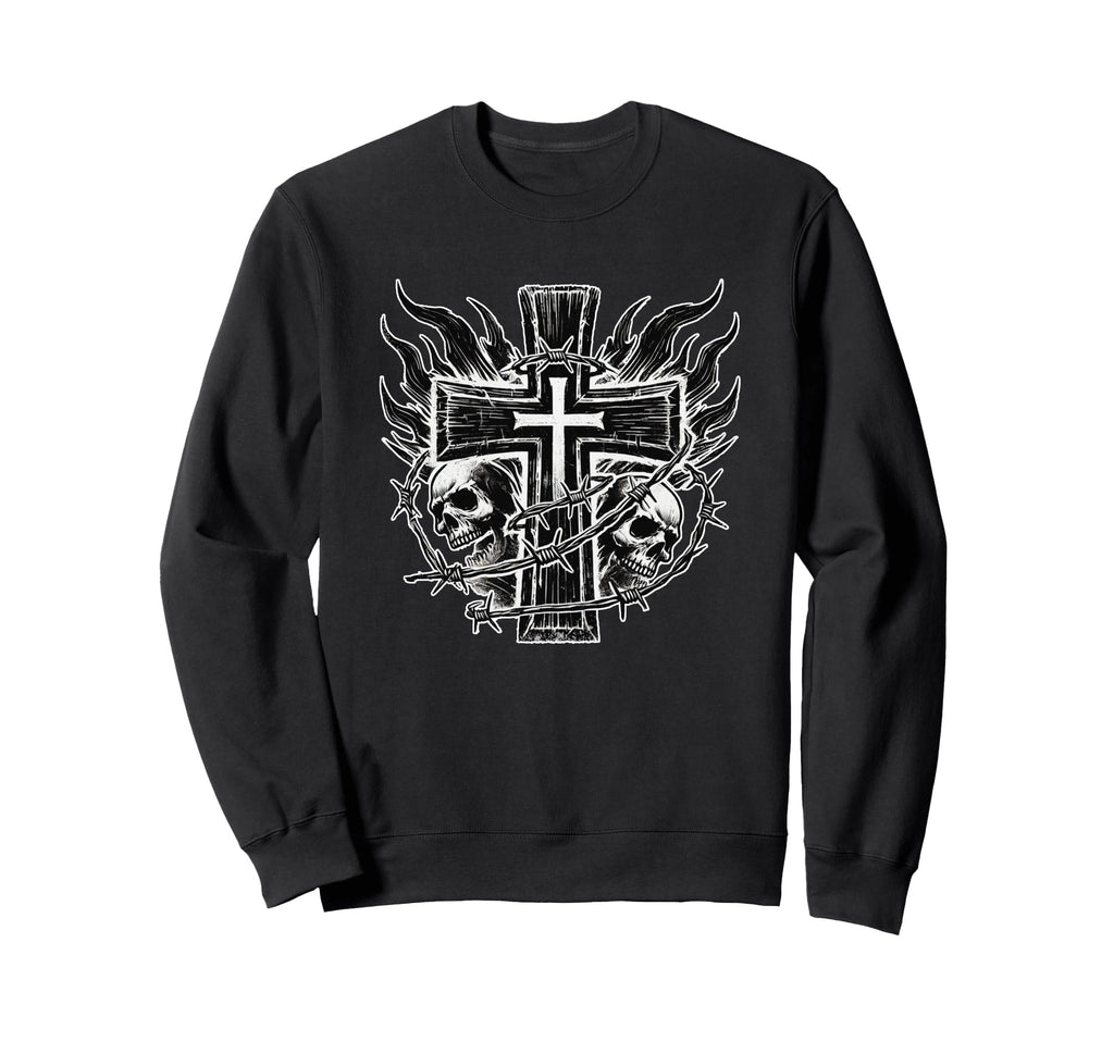 Skull Cross Y2K Goth Grunge Sweatshirt - Custom Art Print Men Women - T-Shirt, Sweatshirt, Hoodie