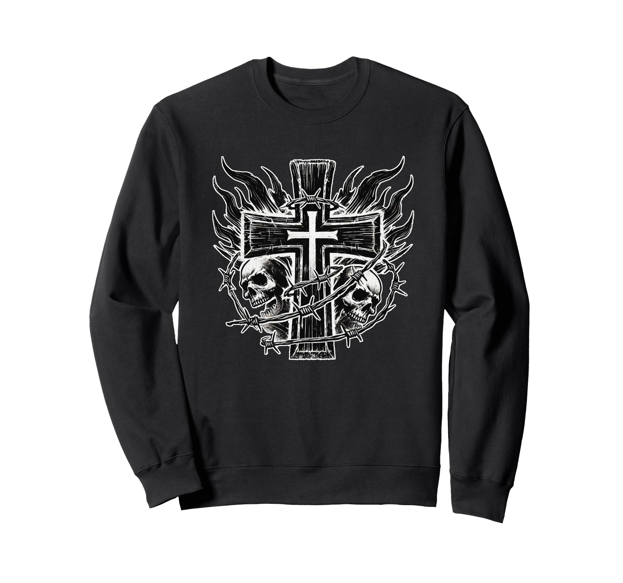 Skull Cross Y2K Goth Grunge Sweatshirt - Custom Art Print Men Women - T-Shirt, Sweatshirt, Hoodie