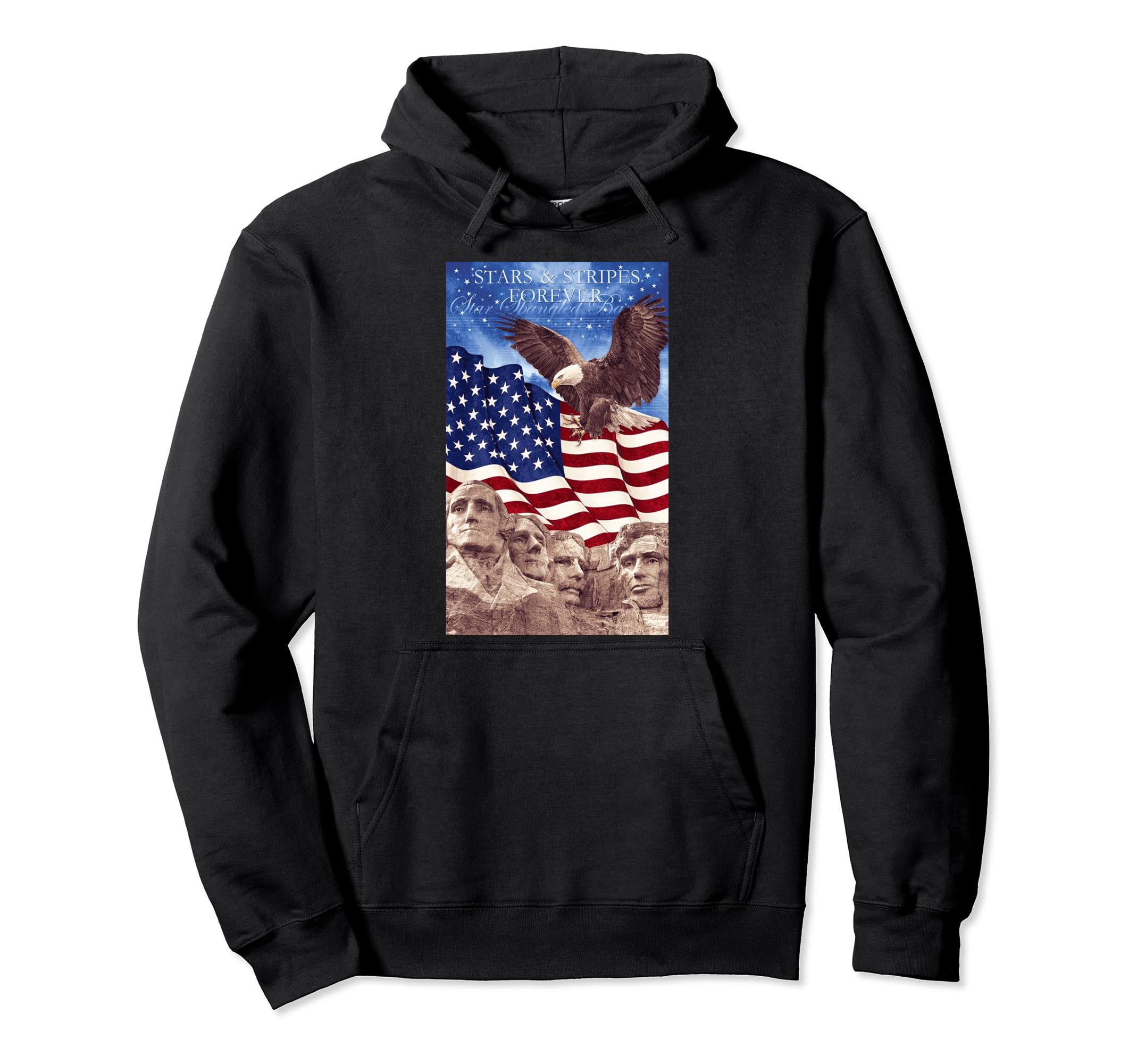 American Flag Eagle Mount Rushmore Hoodie - Fun Novelty Design for Adults - T-Shirt, Sweatshirt, Hoodie