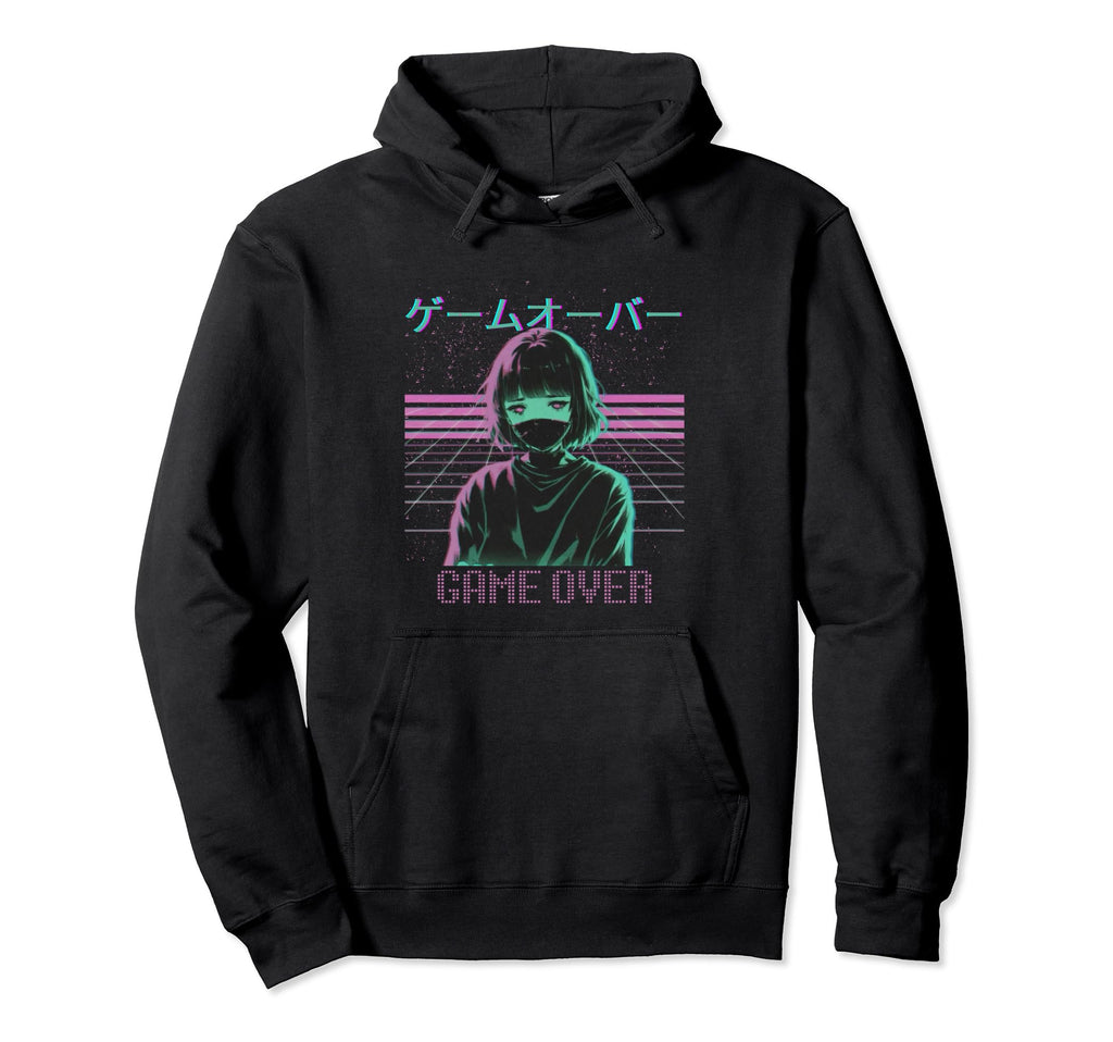 Japanese Vaporwave Sad Anime Game Over Hoodie - Unique Graphic for Adults - T-Shirt, Sweatshirt, Hoodie