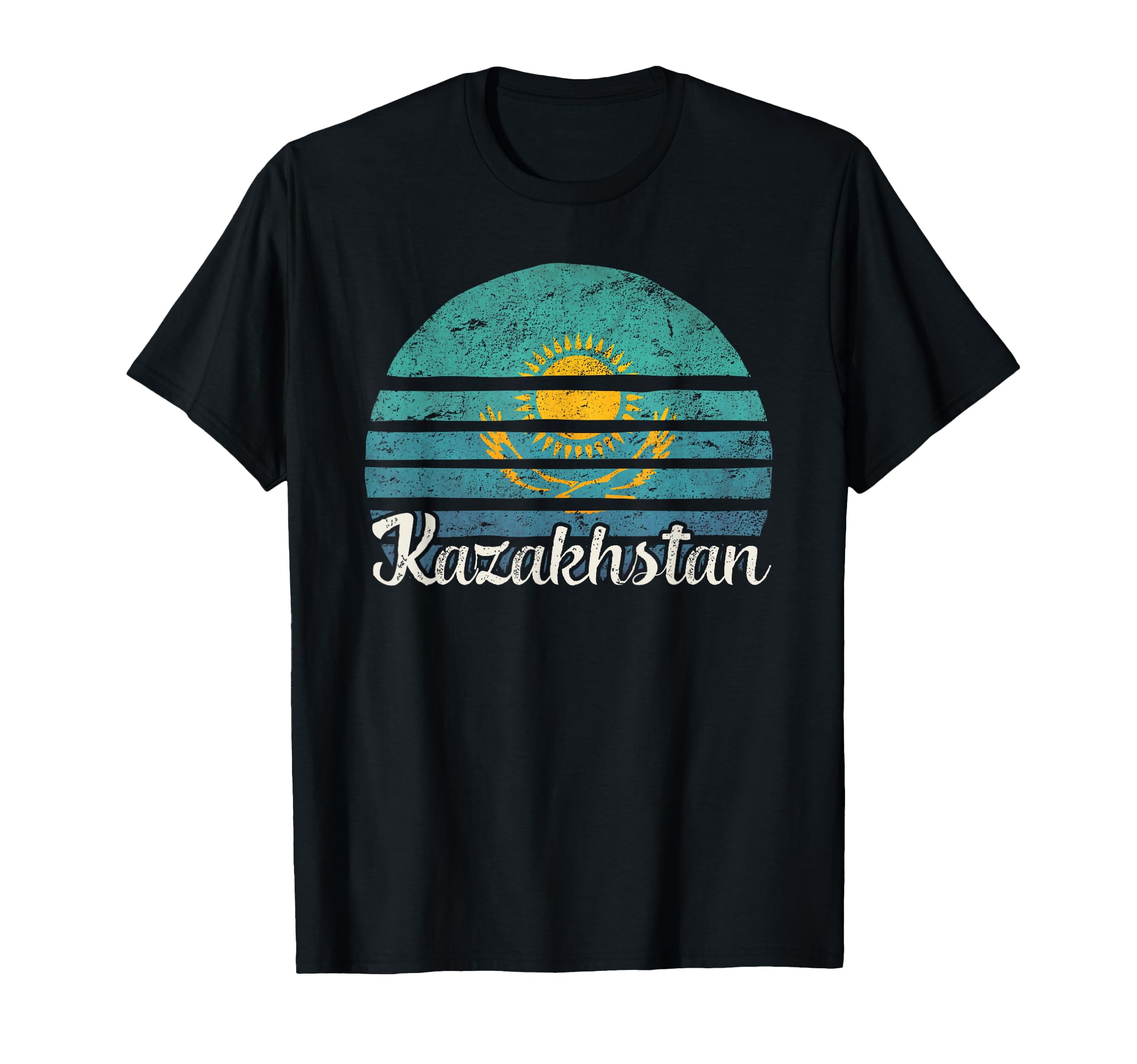 Kazakhstan Flag Sunset Art T-Shirt - Streetwear Style Men Women - T-Shirt, Sweatshirt, Hoodie