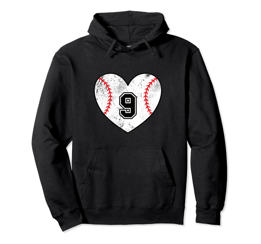 Baseball Heart Player 9 Baseball Mom Dad Hoodie - Novelty Apparel Unisex - T-Shirt, Sweatshirt, Hoodie