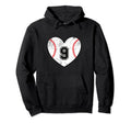 Baseball Heart Player 9 Baseball Mom Dad Hoodie - Novelty Apparel Unisex - T-Shirt, Sweatshirt, Hoodie