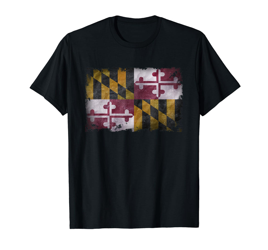 Destroyed Distressed Maryland Flag T-Shirt - Novelty Apparel for Adults - T-Shirt, Sweatshirt, Hoodie
