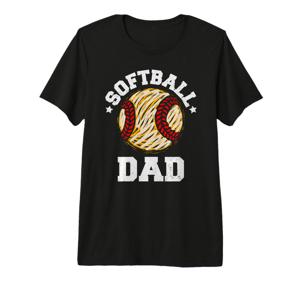 Mens Softball Dad Distressed Funny Softball T-Shirt - Graphic Print Unisex - T-Shirt, Sweatshirt, Hoodie