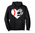 Baseball Hockey Heart Funny Baseball Hoodie - Streetwear Style Men Women - T-Shirt, Sweatshirt, Hoodie