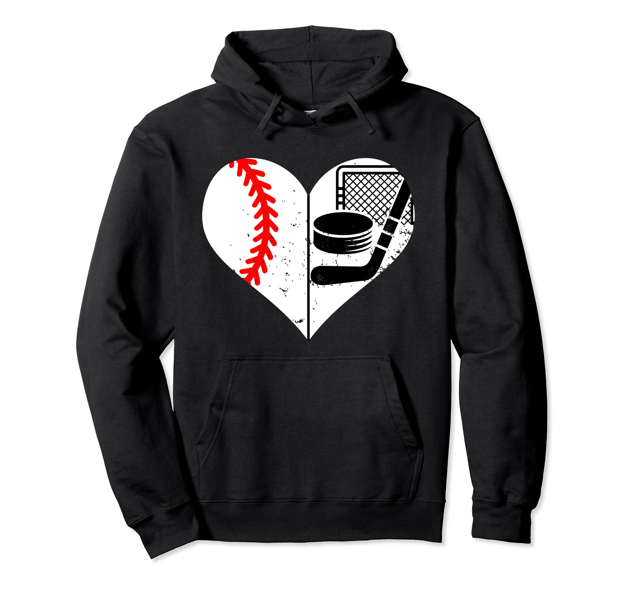 Baseball Hockey Heart Funny Baseball Hoodie - Streetwear Style Men Women - T-Shirt, Sweatshirt, Hoodie