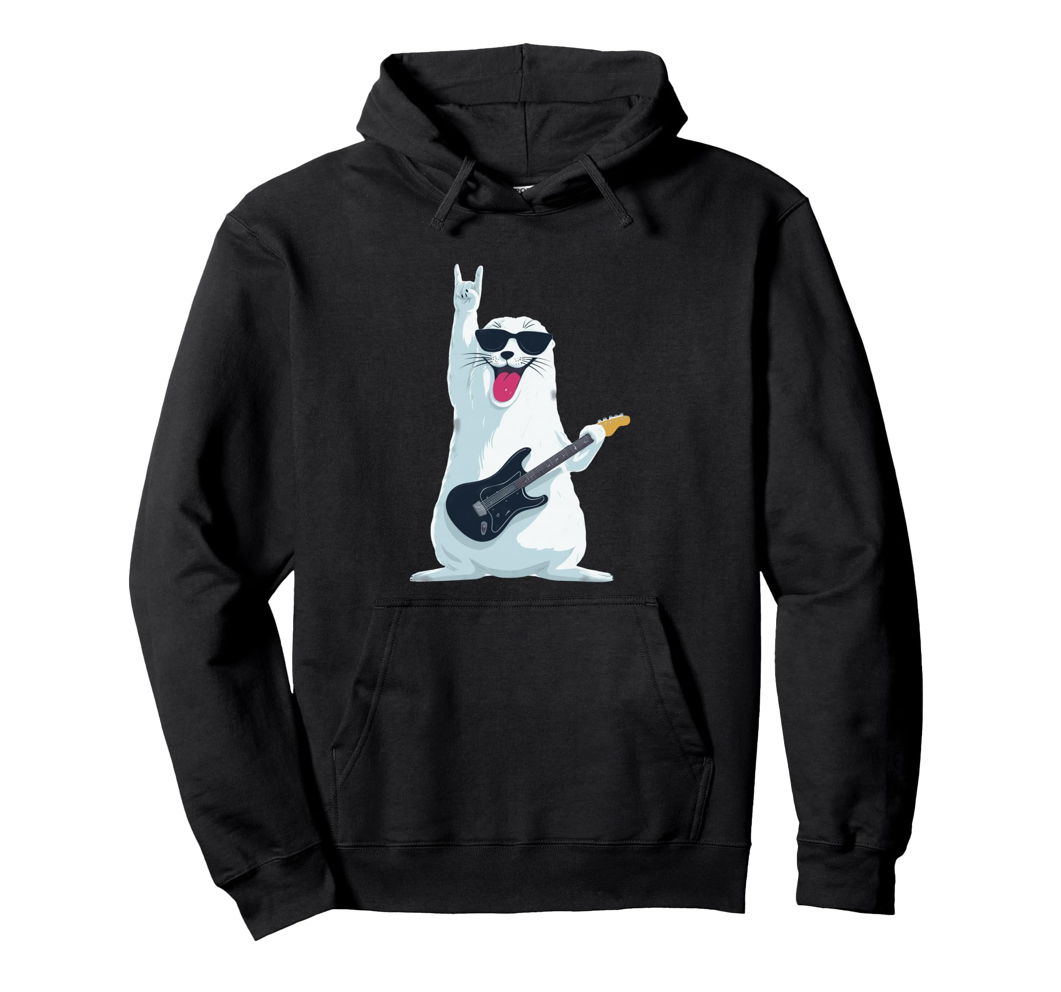 Funny Rock Seal Guitar Player Hoodie - Custom Art Print Men Women - T-Shirt, Sweatshirt, Hoodie