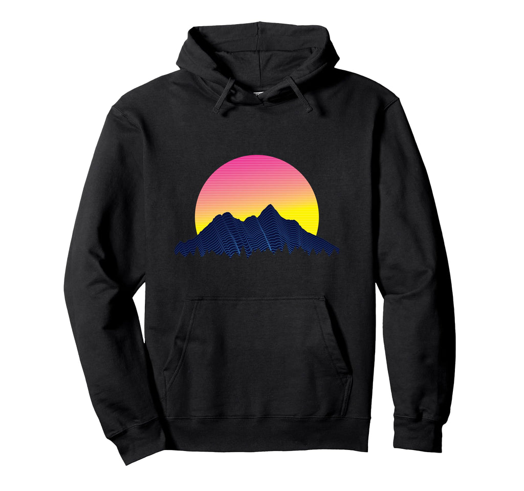 Vaporwave Aesthetic Sunset Mountains Hoodie - Novelty Apparel Men Women - T-Shirt, Sweatshirt, Hoodie