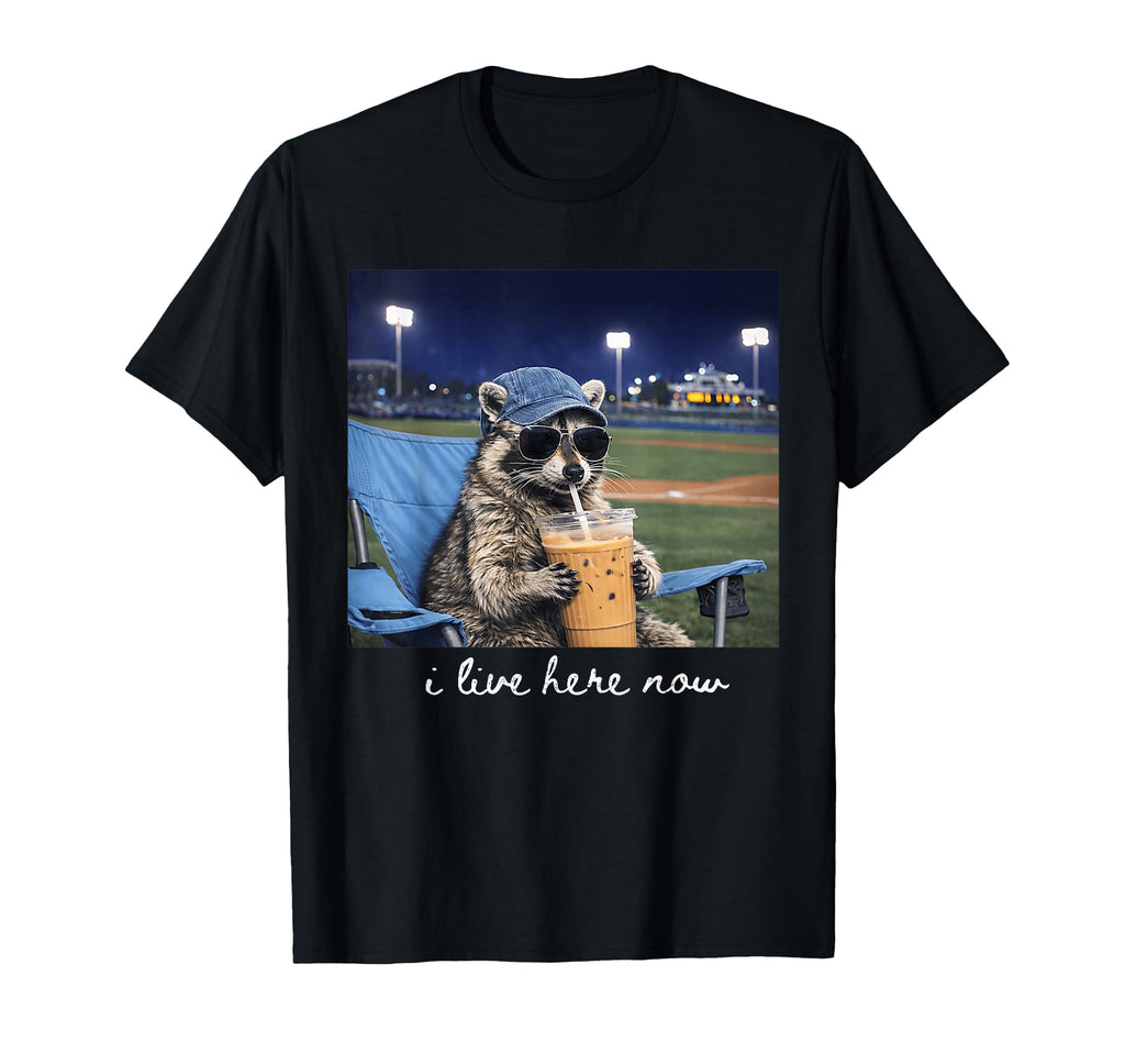 Funny Racoon Drinking Iced Coffee T-Shirt - Fun Novelty Design for Adults - T-Shirt, Sweatshirt, Hoodie