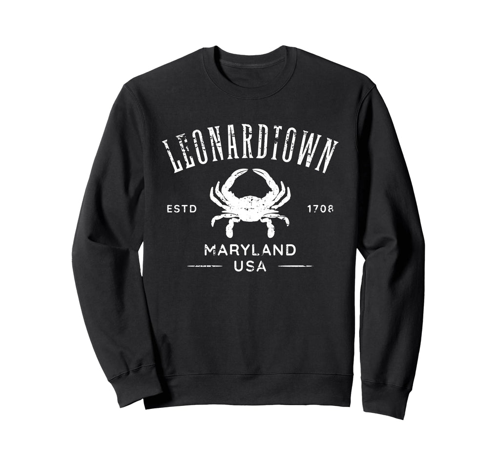 Leonardtown Maryland Distressed Crab Sweatshirt - Novelty Apparel Unisex - T-Shirt, Sweatshirt, Hoodie