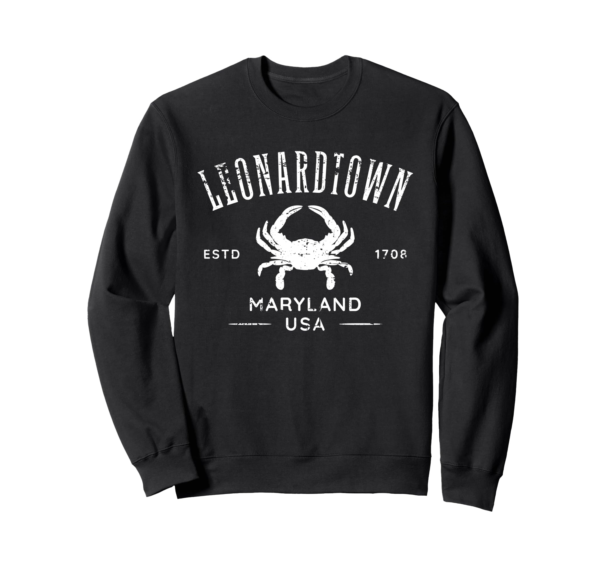 Leonardtown Maryland Distressed Crab Sweatshirt - Novelty Apparel Unisex - T-Shirt, Sweatshirt, Hoodie