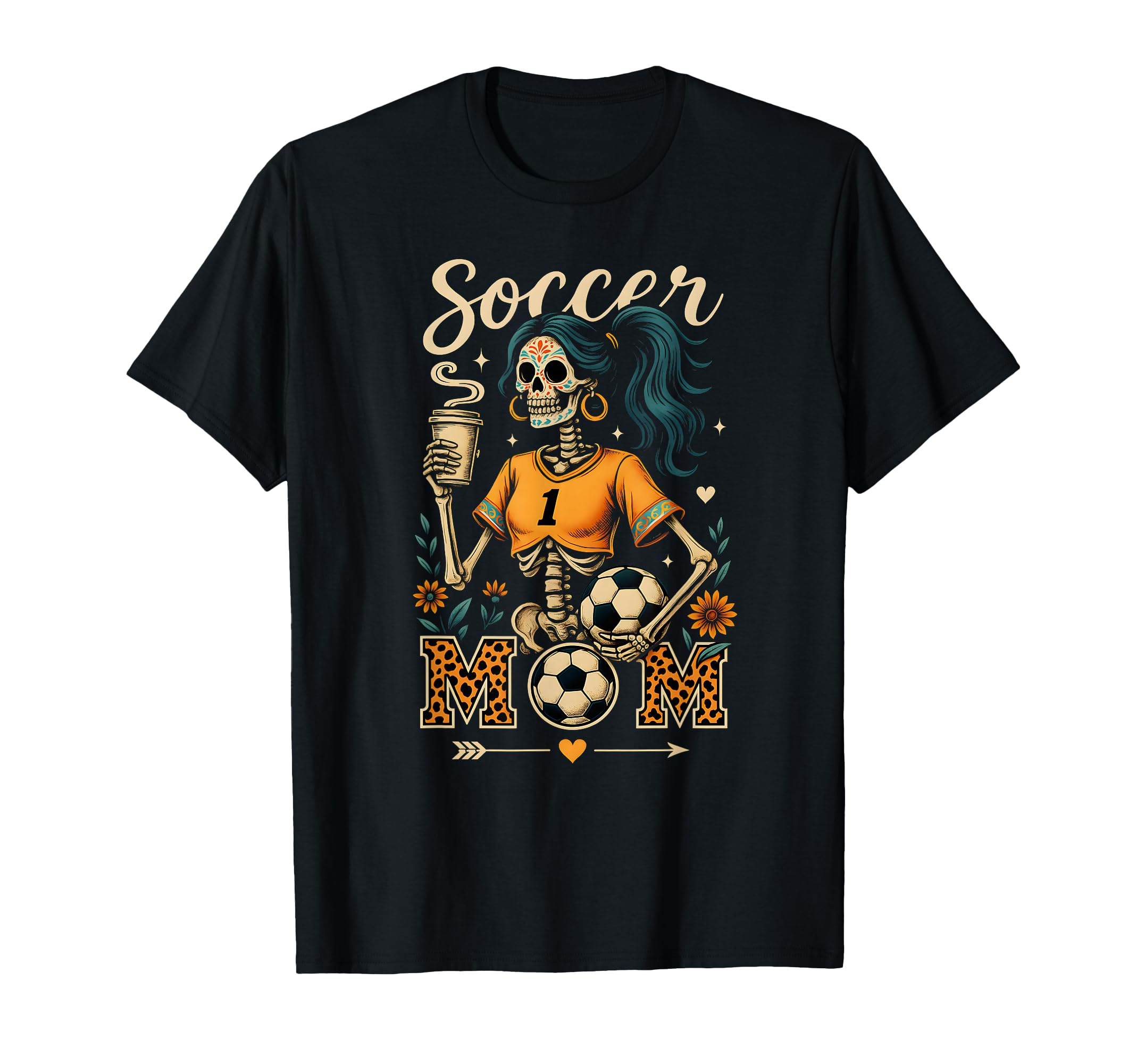 Soccer Mom Skeleton Coffee Leopard T-Shirt - Graphic Print Men Women - T-Shirt, Sweatshirt, Hoodie
