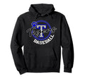 Tigers Baseball School Spirit Blue Hoodie - Fun Novelty Design Men Women - T-Shirt, Sweatshirt, Hoodie
