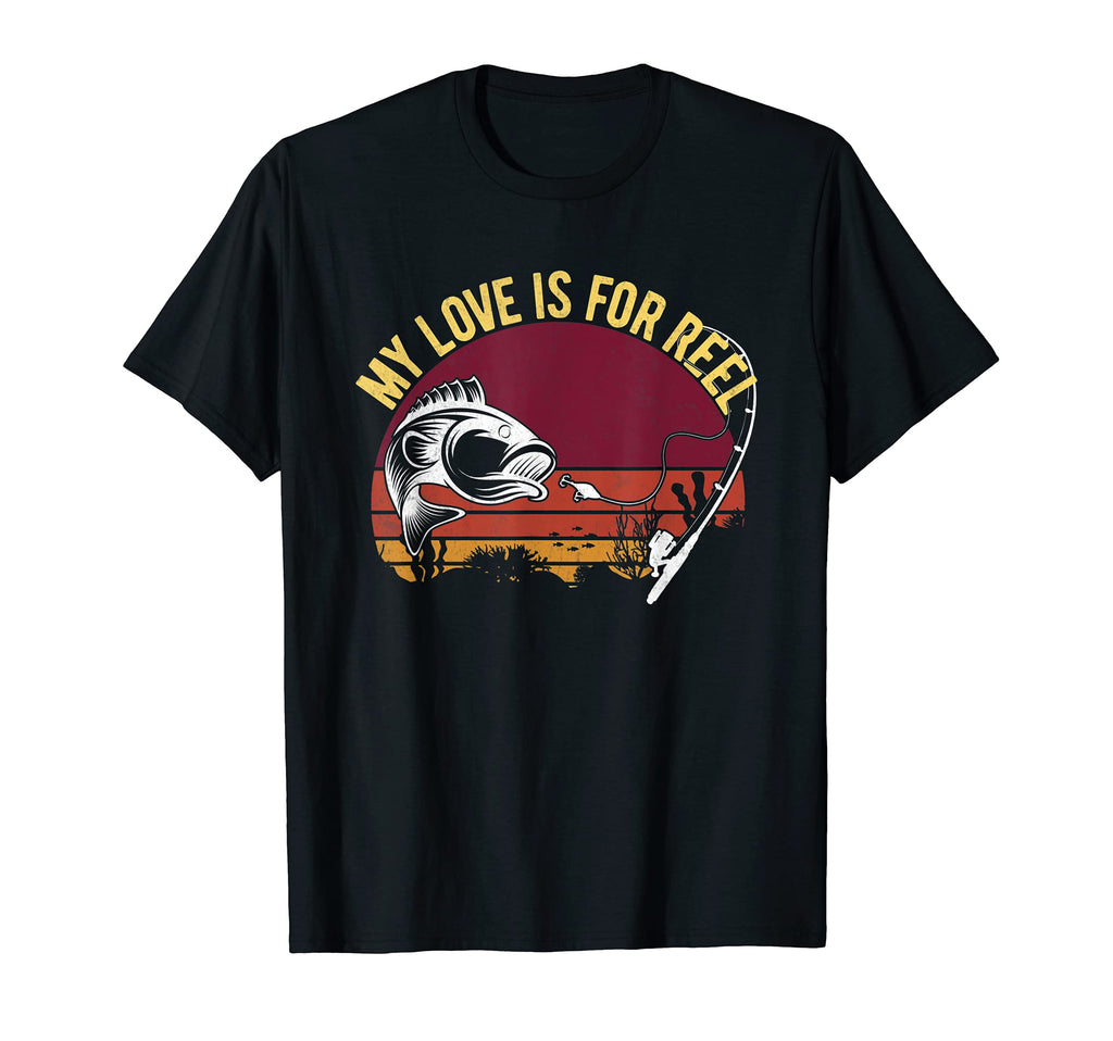 My Love Is Reel Funny Fishing Pun Sunset T-Shirt - Aesthetic Graphic Unisex - T-Shirt, Sweatshirt, Hoodie