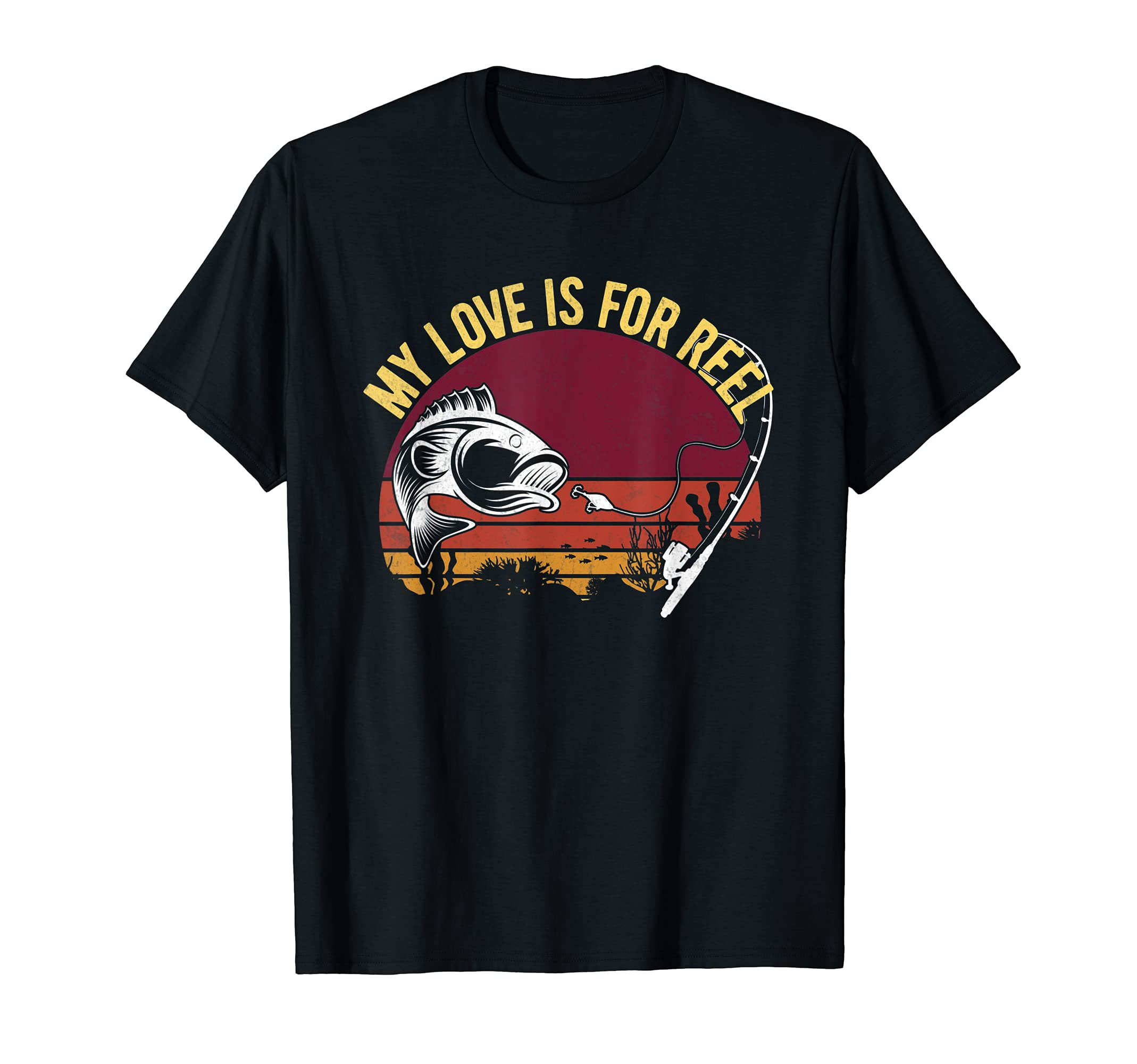My Love Is Reel Funny Fishing Pun Sunset T-Shirt - Aesthetic Graphic Unisex - T-Shirt, Sweatshirt, Hoodie